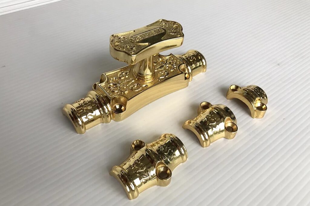 Clemon 09862, chất liệu đồng cao cấp, màu vàng bóng, lắp cửa chính, cửa đại sảnh